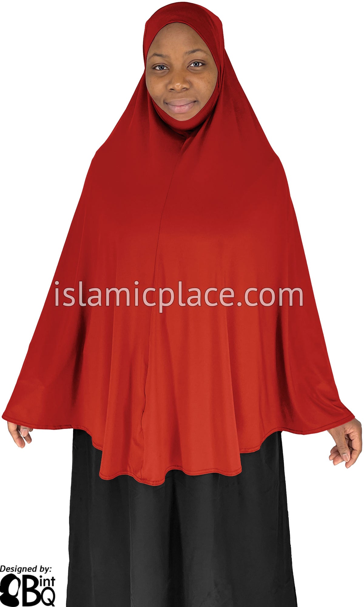 Rust - Plain Overhead Khimar - Extra Long Knee Length