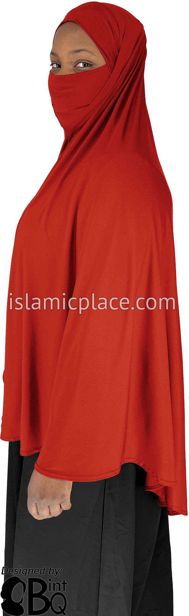 Rust - Plain Overhead Khimar - Extra Long Knee Length
