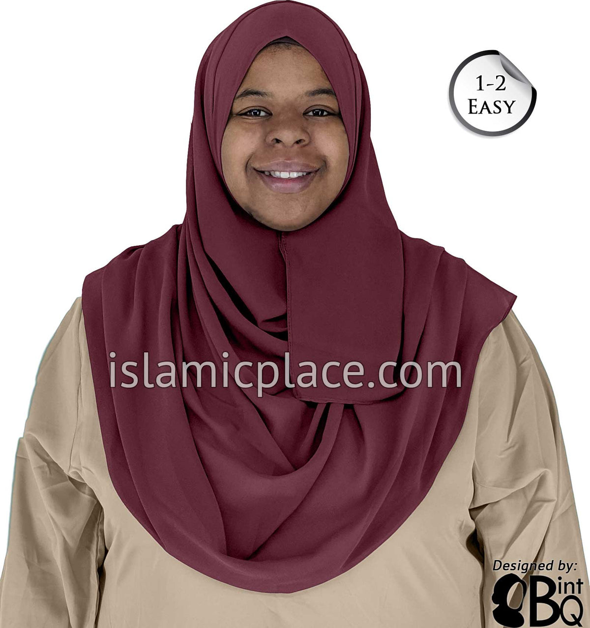 Maroon Plain - Salima 1-2 Easy Georgette Shayla Long Rectangle Hijab 30"x70"