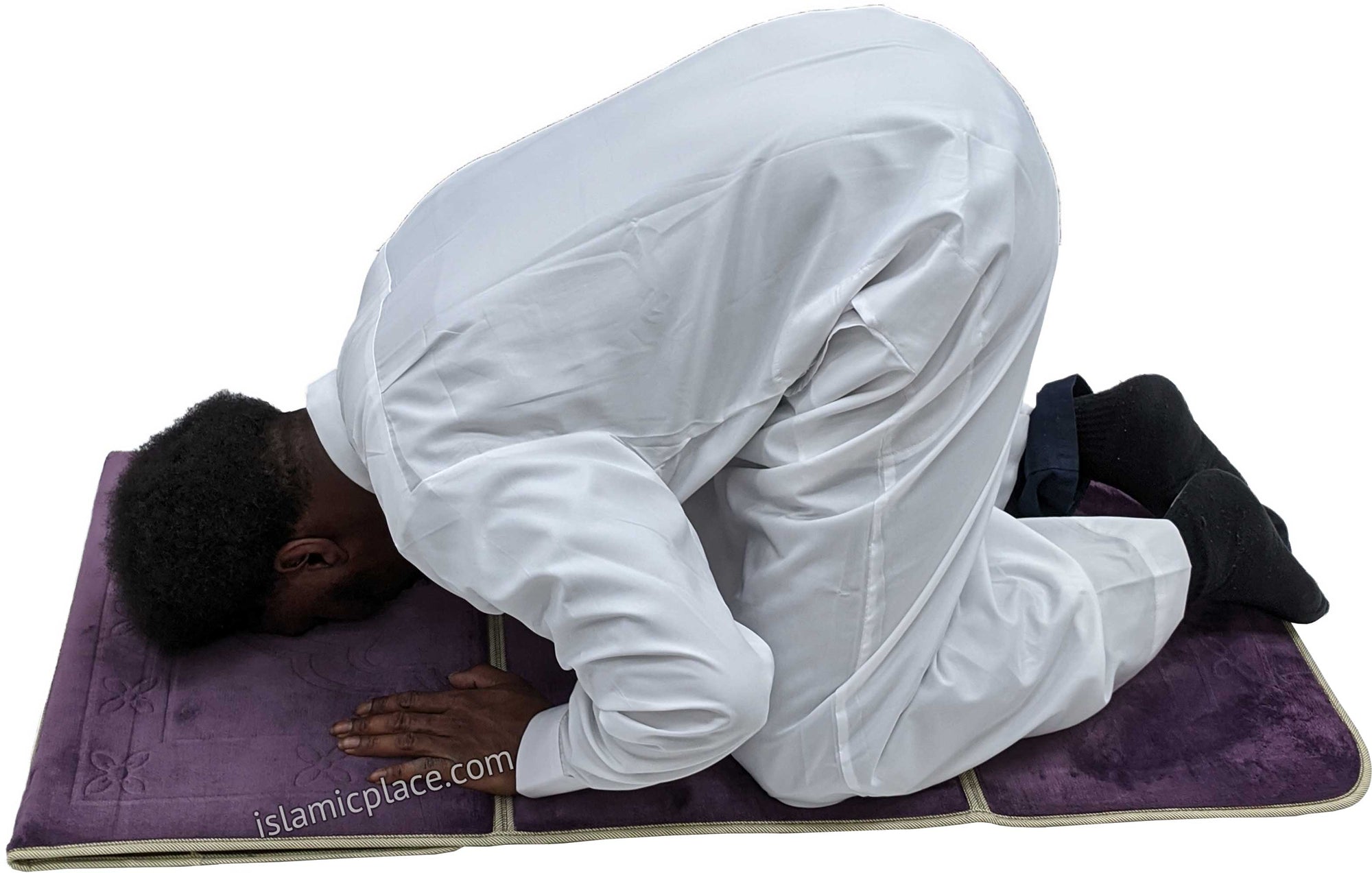 Purple - Back Rest Soft Padded Prayer Rug