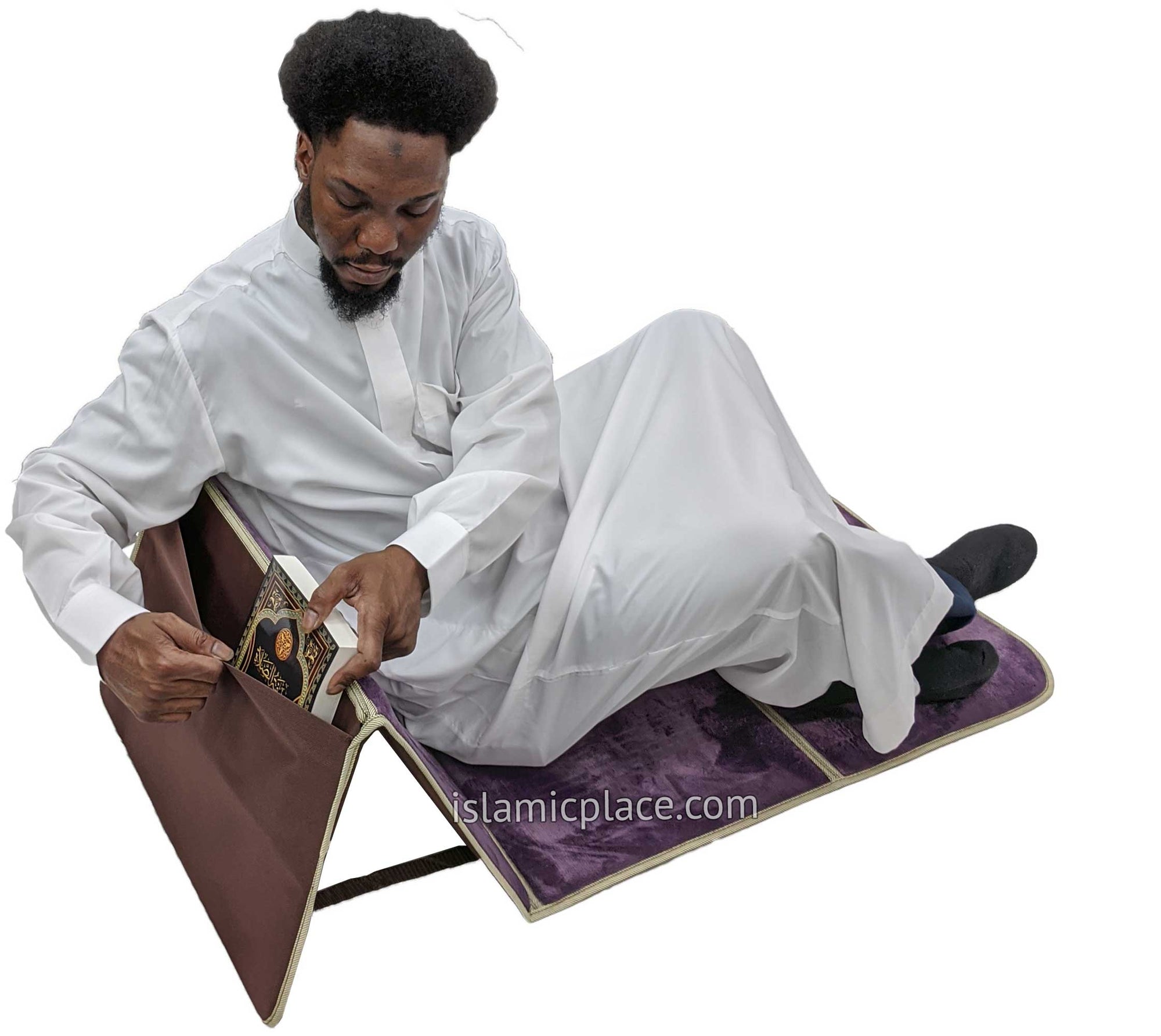 Islamic Prayer Mat Padded Janamaz Floral Bordered Purple