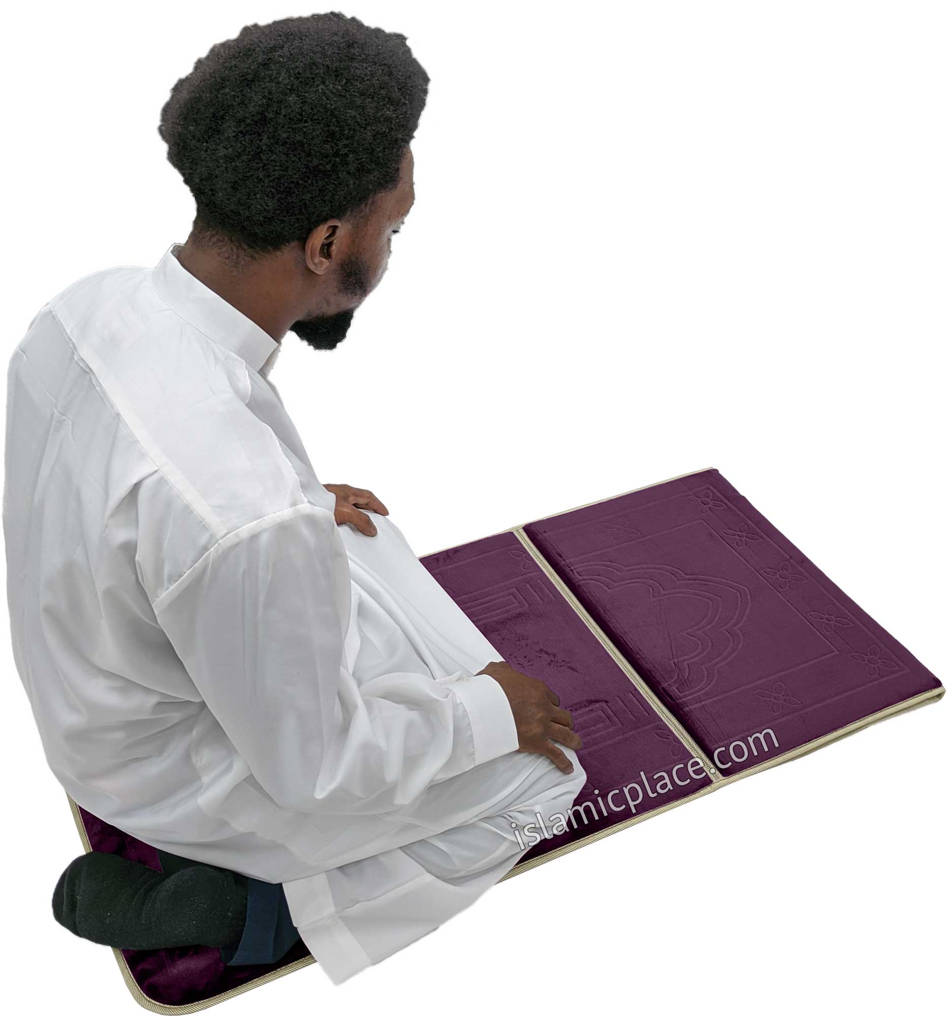 Plum - Back Rest Soft Padded Prayer Rug