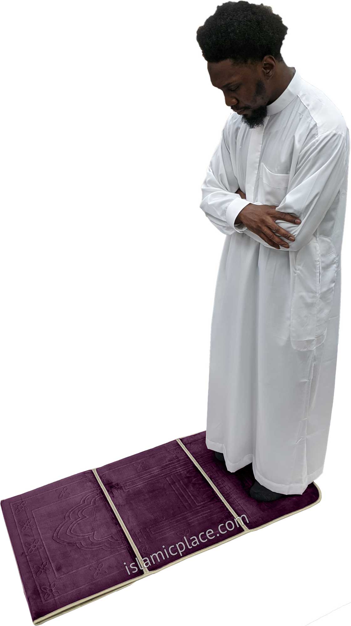 Plum - Back Rest Soft Padded Prayer Rug - The Islamic Place