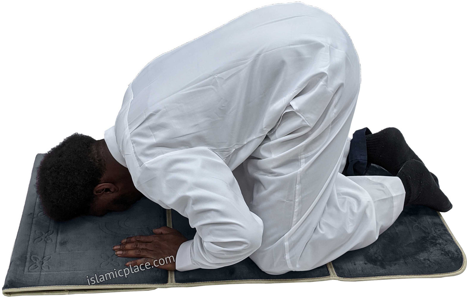 Gray - Back Rest Soft Padded Prayer Rug