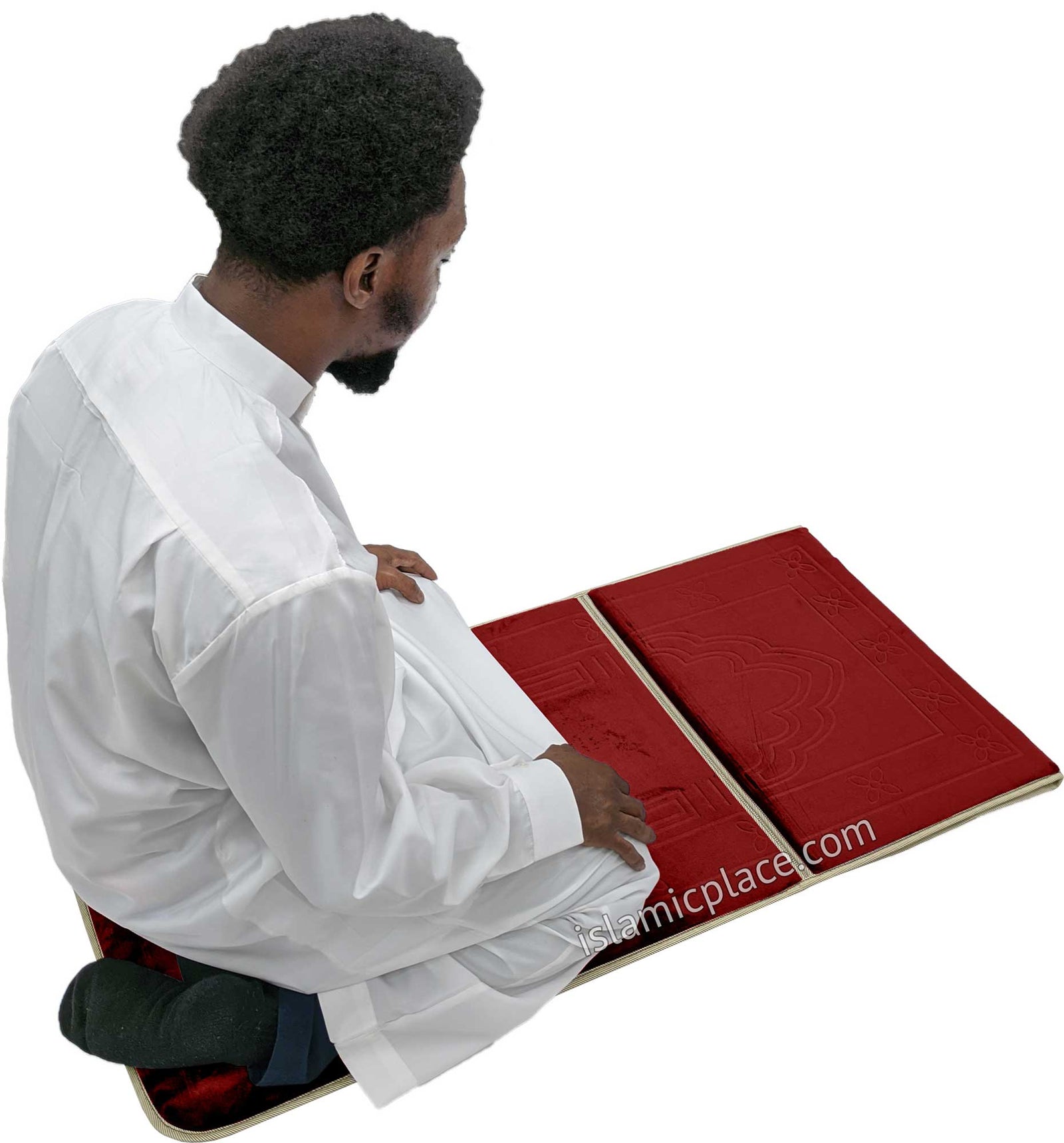 Burgundy - Back Rest Soft Padded Prayer Rug