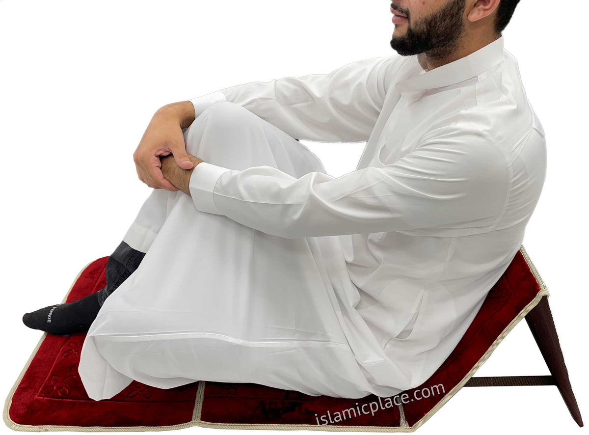 Burgundy - Back Rest Soft Padded Prayer Rug