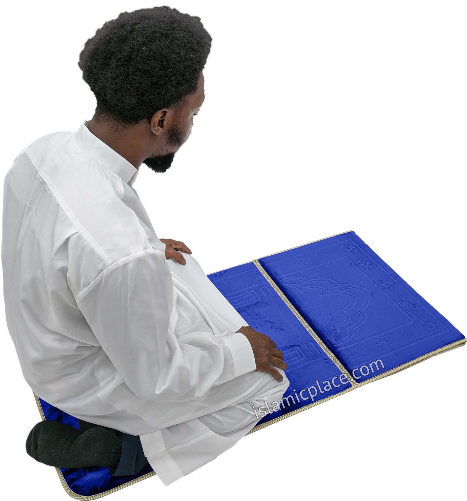 Royal Blue - Back Rest Soft Padded Prayer Rug