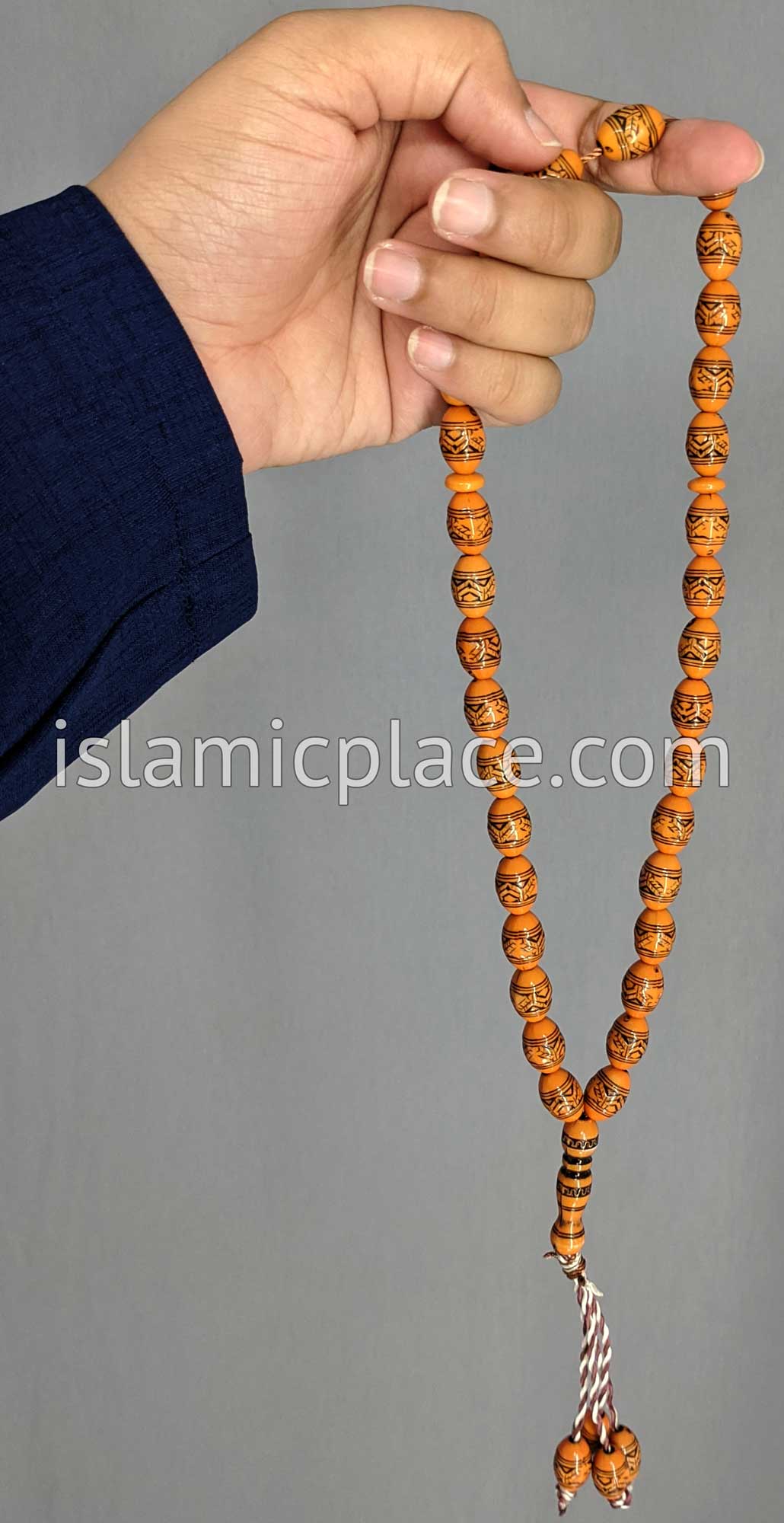 Clay Orange - Traditional Carved Design Tasbih Prayer Beads