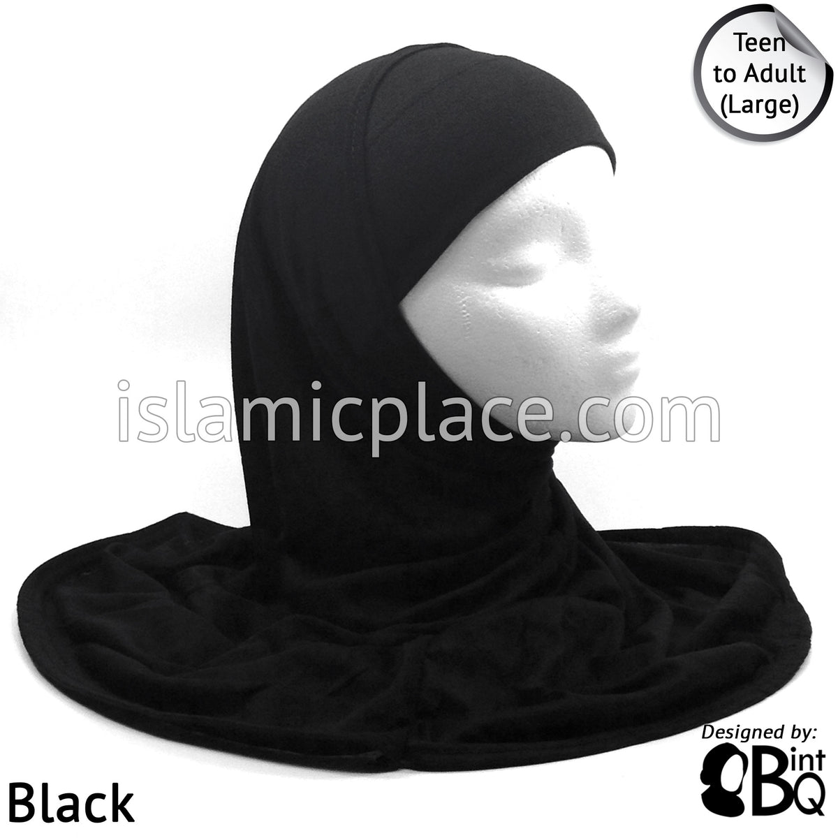 Black - Plain Teen to Adult (Large) Hijab Al-Amira (2-piece style)