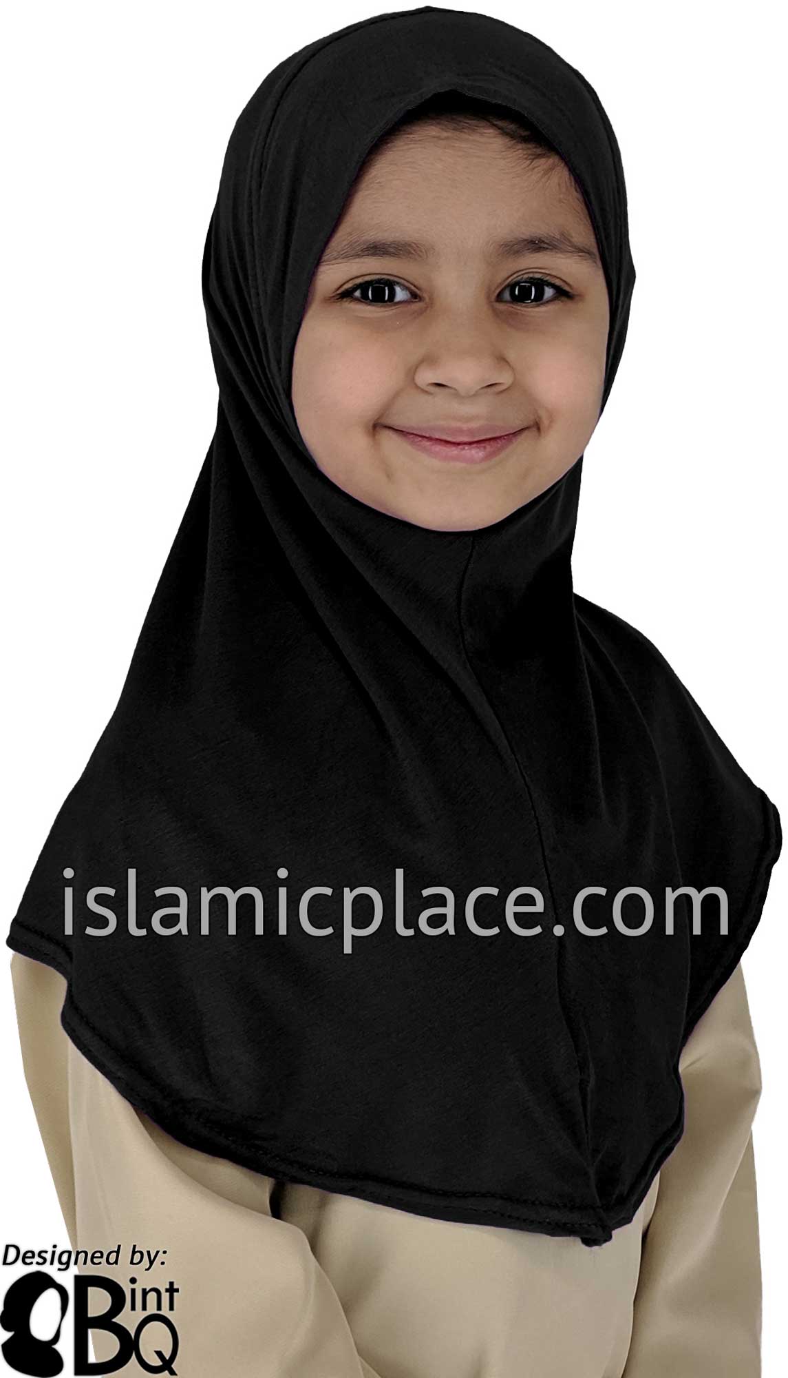 Black - Plain Girl size (1-piece) Hijab Al-Amira