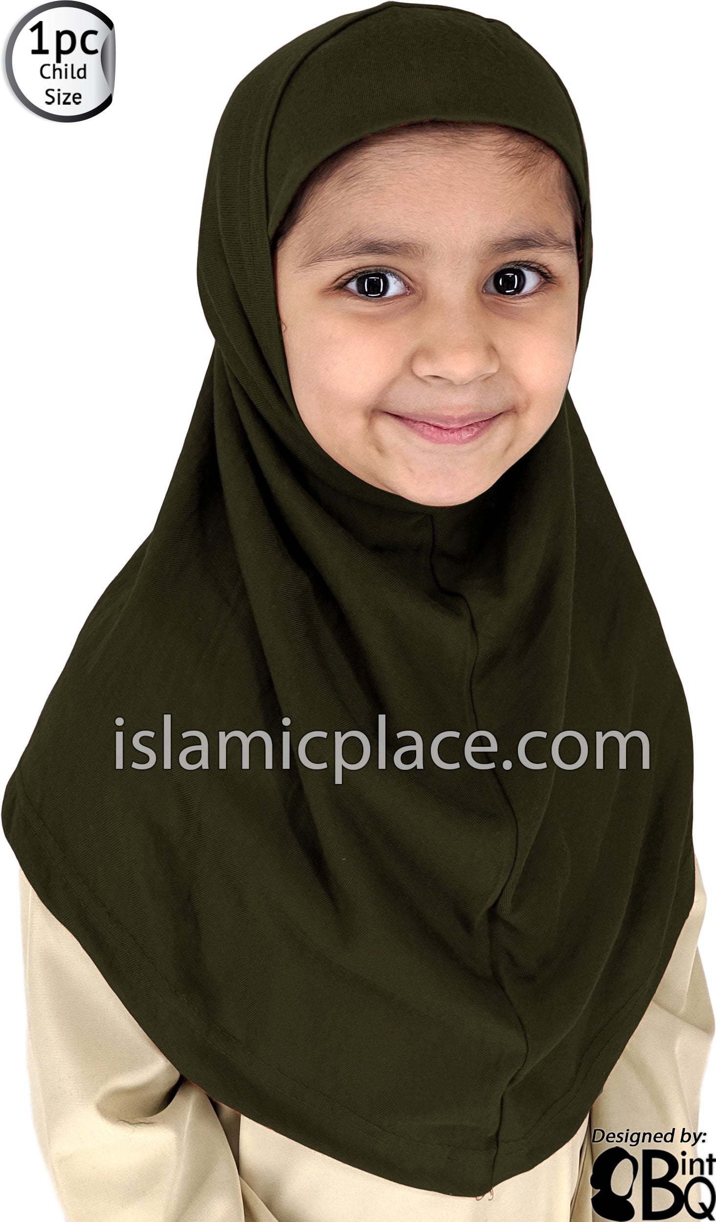 Olive - Plain Girl size (1-piece) Hijab Al-Amira