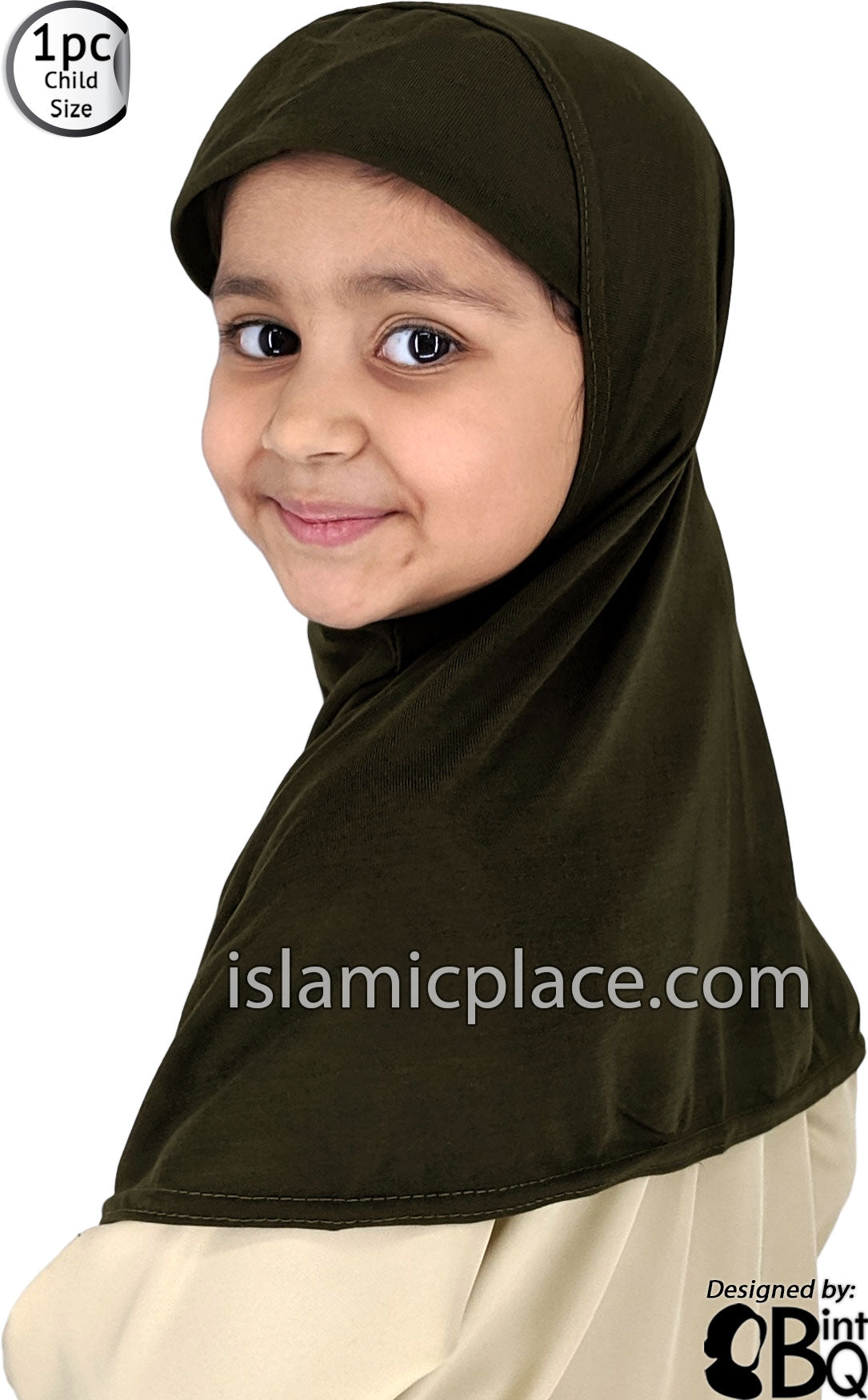 Olive - Plain Girl size (1-piece) Hijab Al-Amira