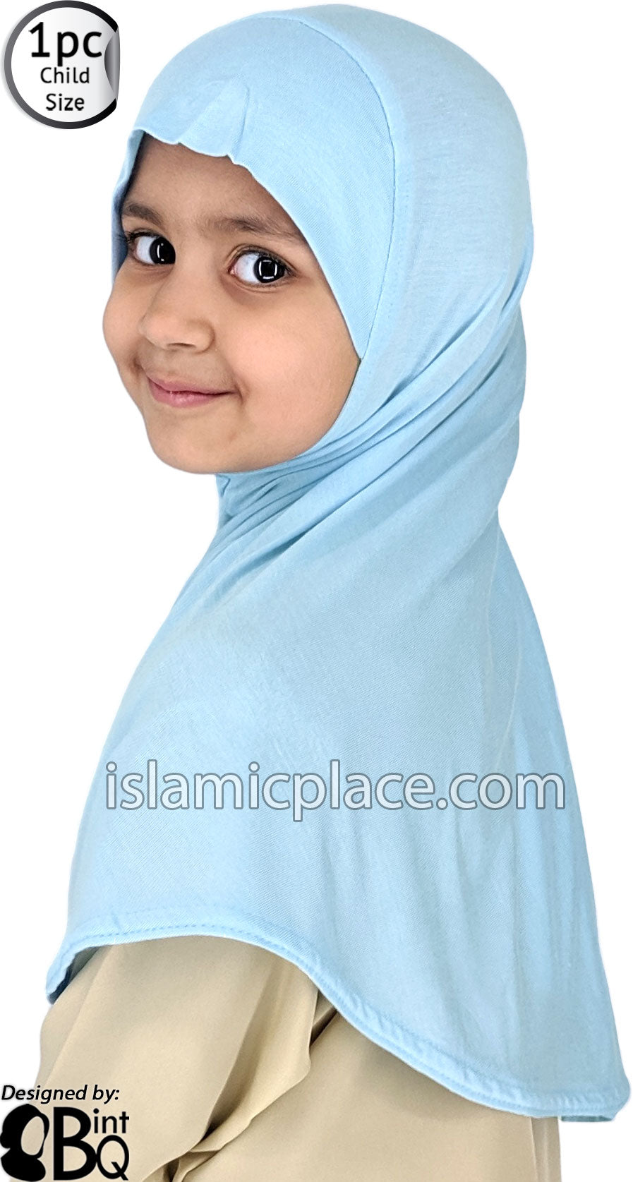 Sky Blue - Plain Girl size (1-piece) Hijab Al-Amira