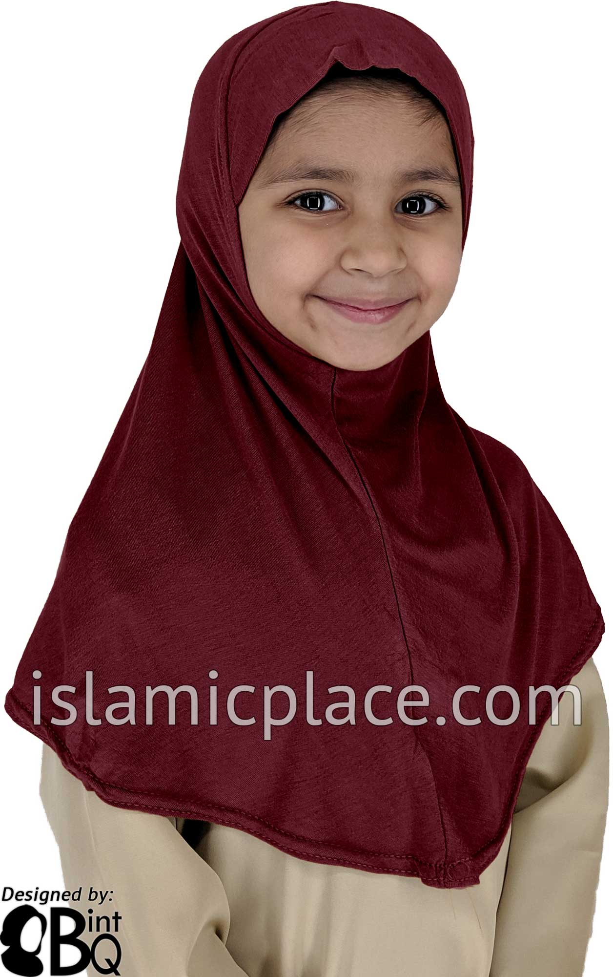 Burgundy - Plain Girl size (1-piece) Hijab Al-Amira