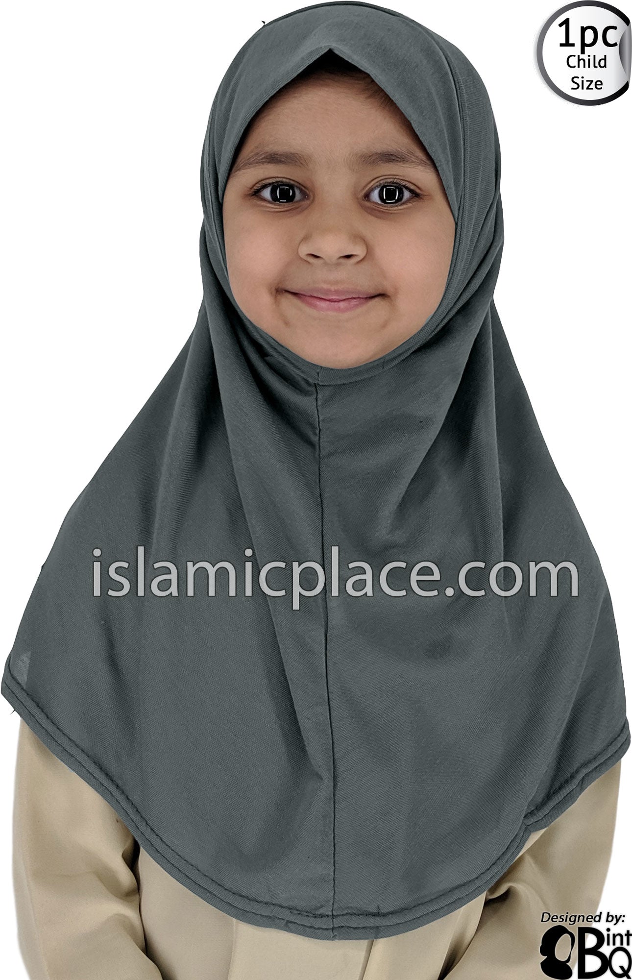 Graphite Gray - Plain Girl size (1-piece) Hijab Al-Amira