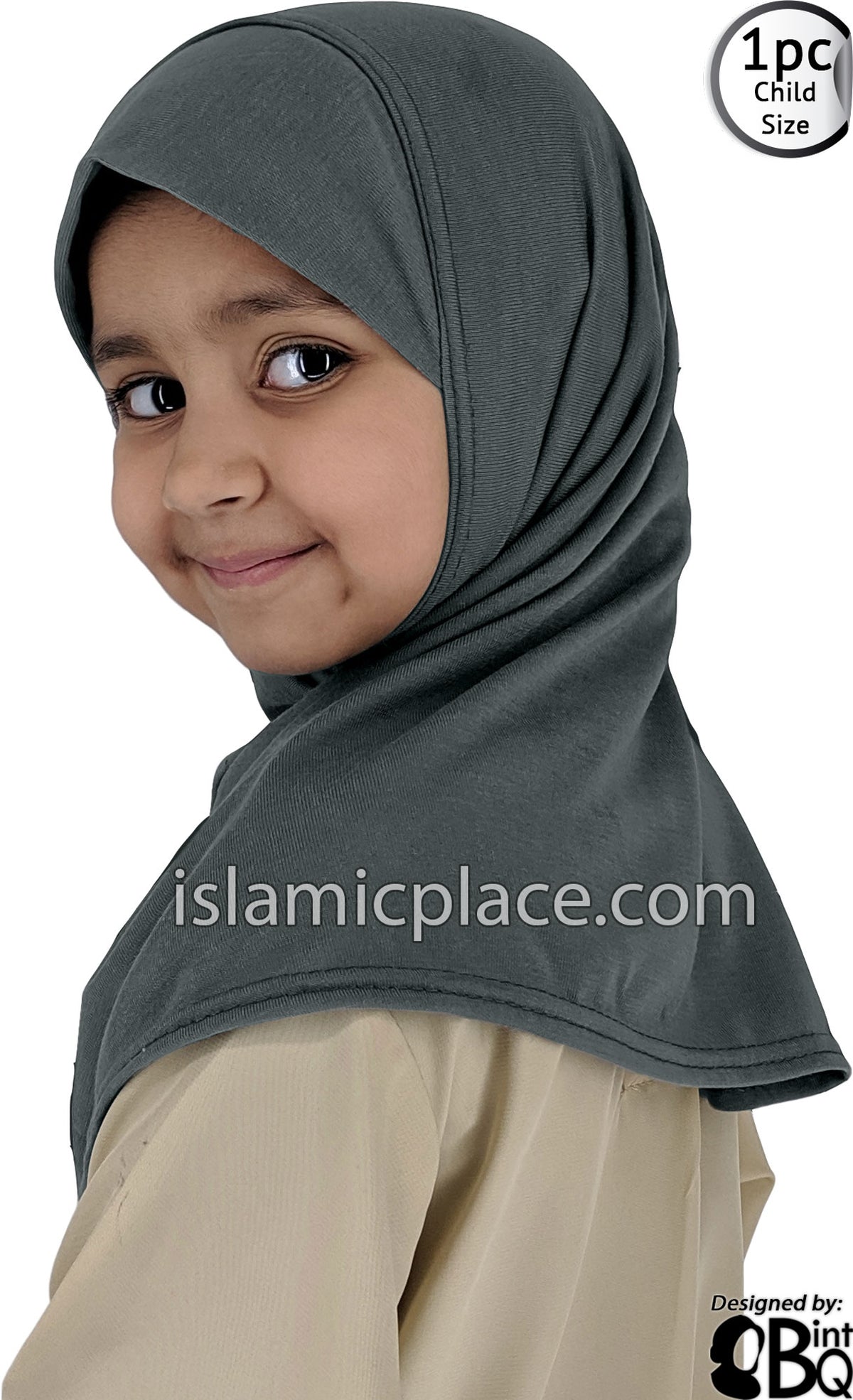 Graphite Gray - Plain Girl size (1-piece) Hijab Al-Amira