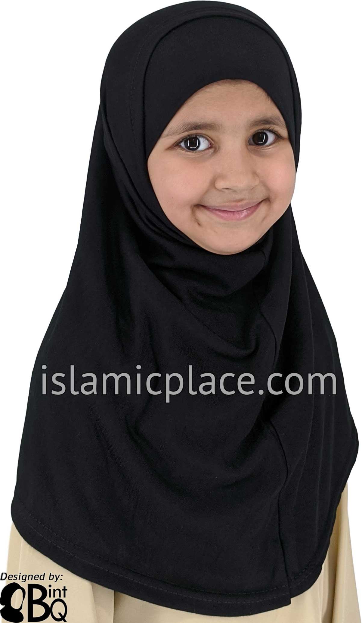 Black - Plain Girl size (2-piece) Hijab Al-Amira