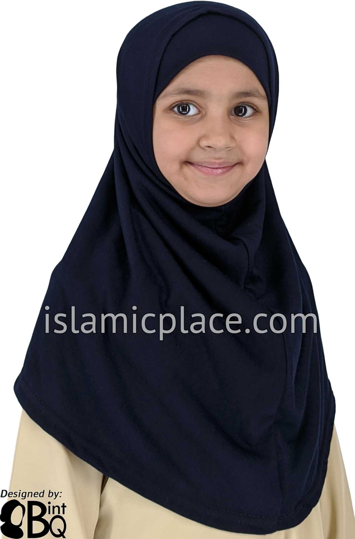 Navy Blue Plain Girl size (2-piece) Hijab Al-Amira