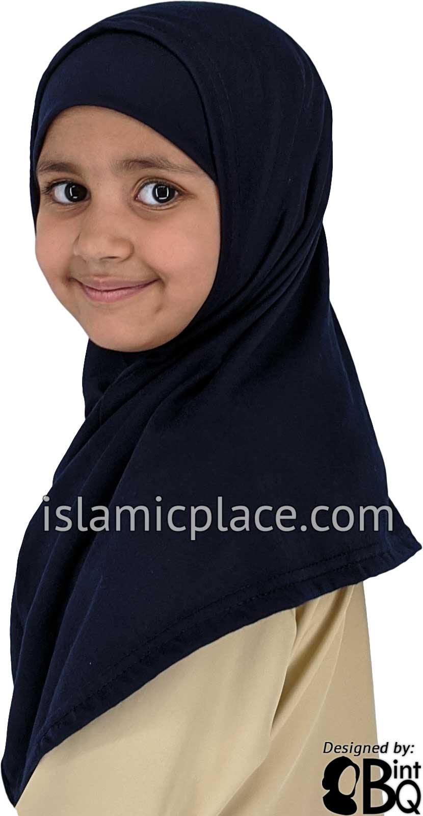 Navy Blue Plain Girl size (2-piece) Hijab Al-Amira
