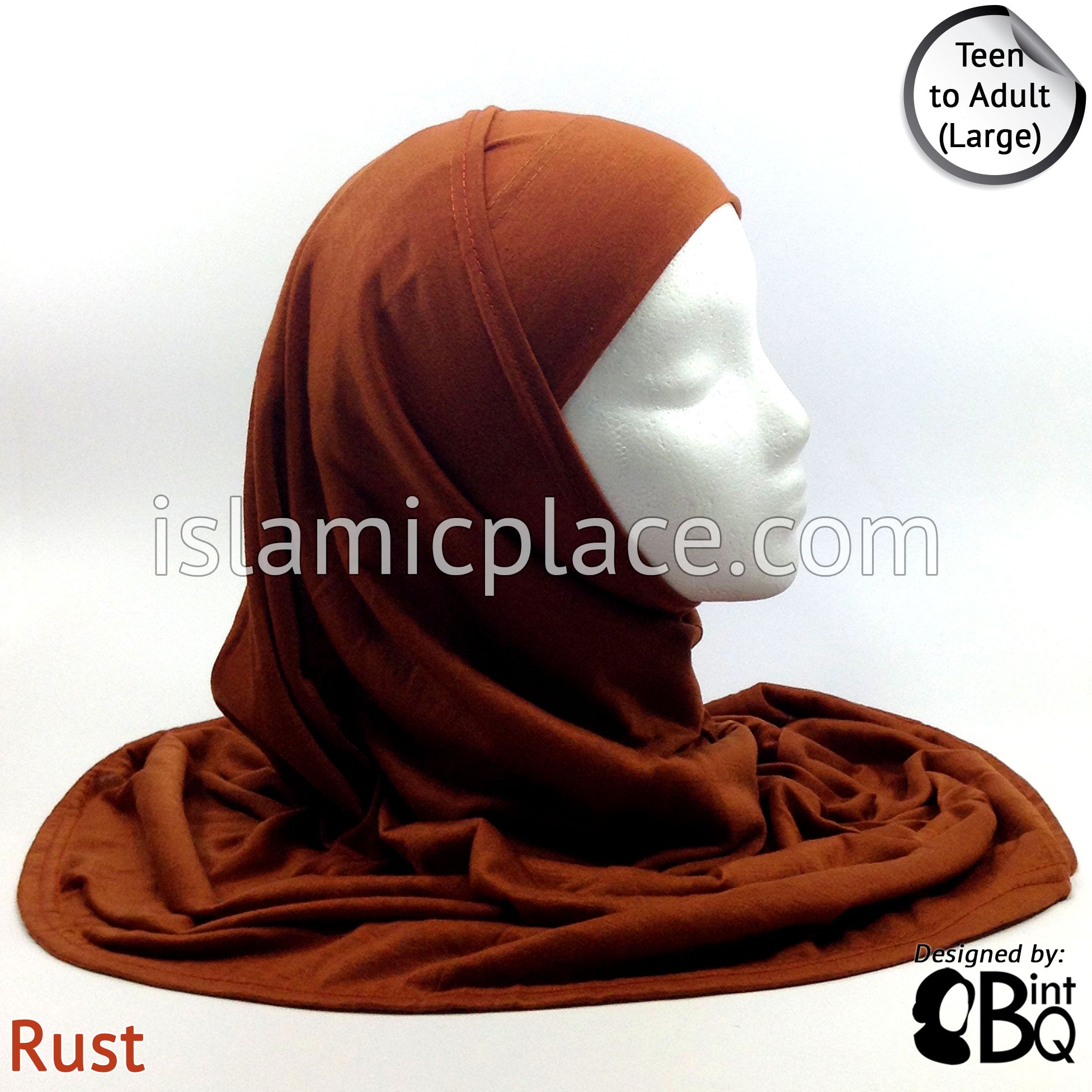 Rust - Plain Teen to Adult (Large) Hijab Al-Amira (2-piece style)
