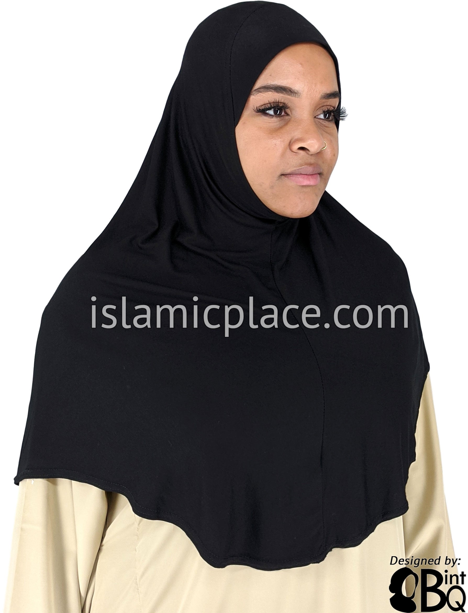 Black - Plain Adult (X-Large) Hijab Al-Amira (1-piece style)