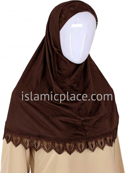 Brown Lace Teen to Adult (Large) Hijab Al-Amira