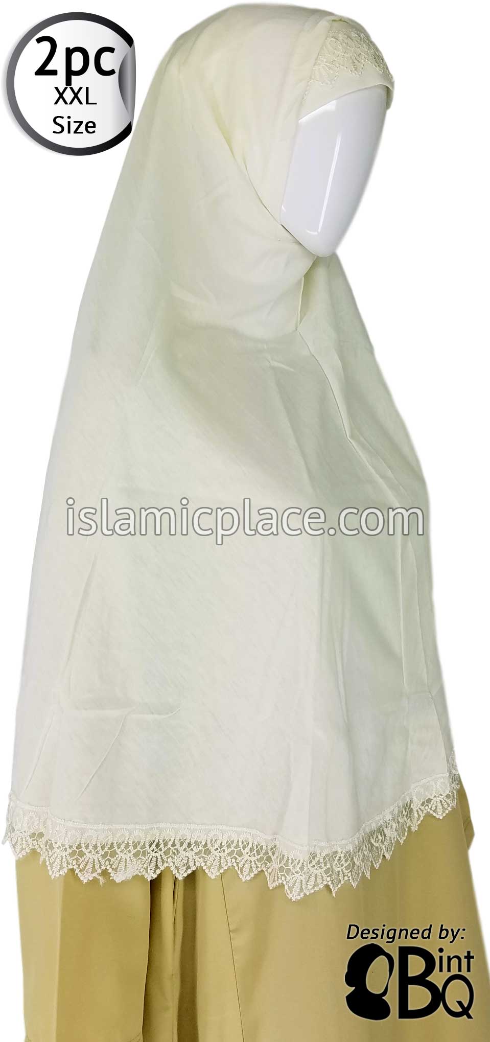 Off-White Lace Adult (XX-Large) Hijab Al-Amira