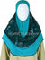 Teal and Turquoise - Floral Sketch Hijab Al-Amira Teen to Adult (Large) - Design 9