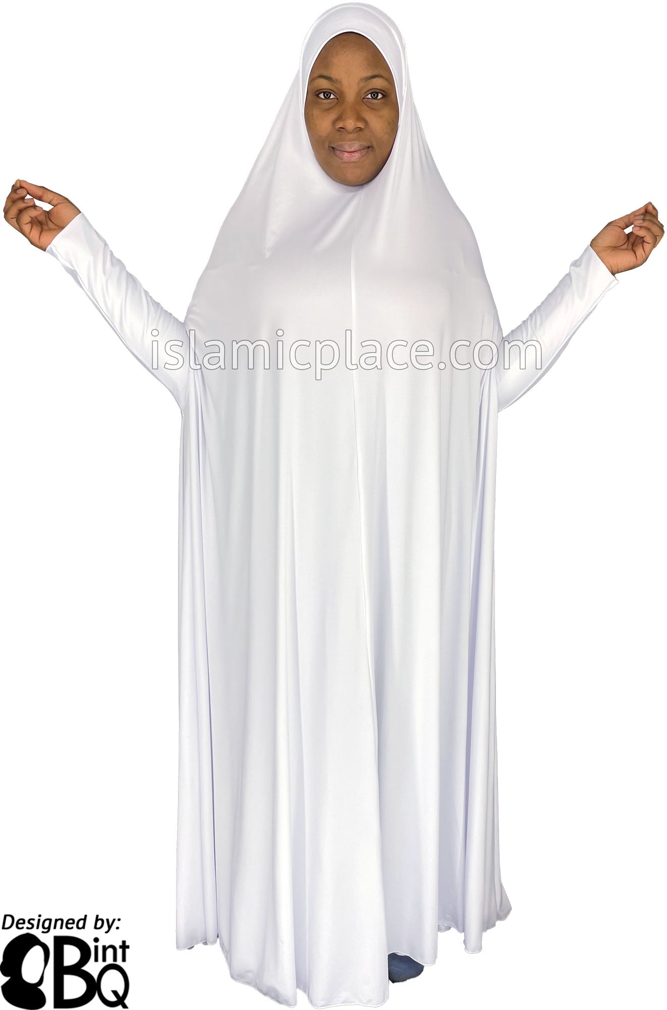 White - Plain Overhead Abaya with Cuffs
