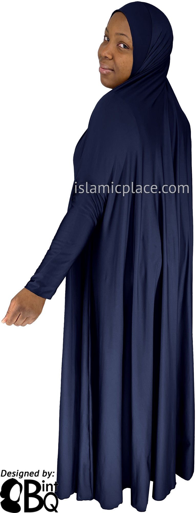Navy Blue Plain Overhead Abaya with Cuffs The Islamic Place