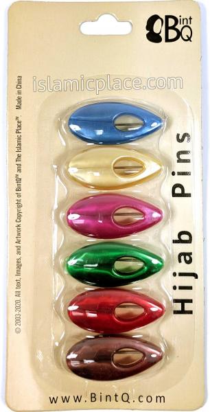 Silky Multi-colored Droplet Khimar Hijab Pin Pack (Pack of 6 Pins)
