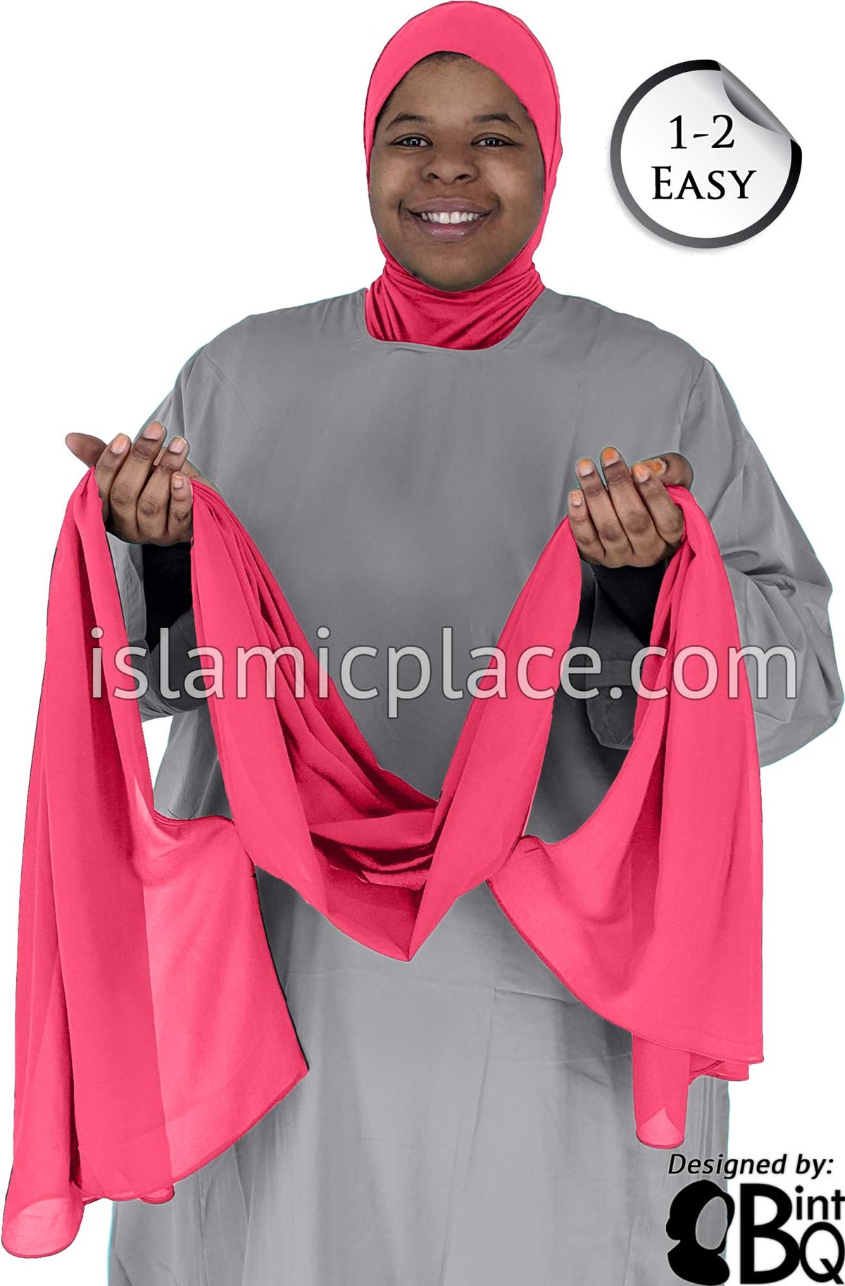 Bubblegum Pink Plain - Salima 1-2 Easy Georgette Shayla Long Rectangle Hijab 30"x70"