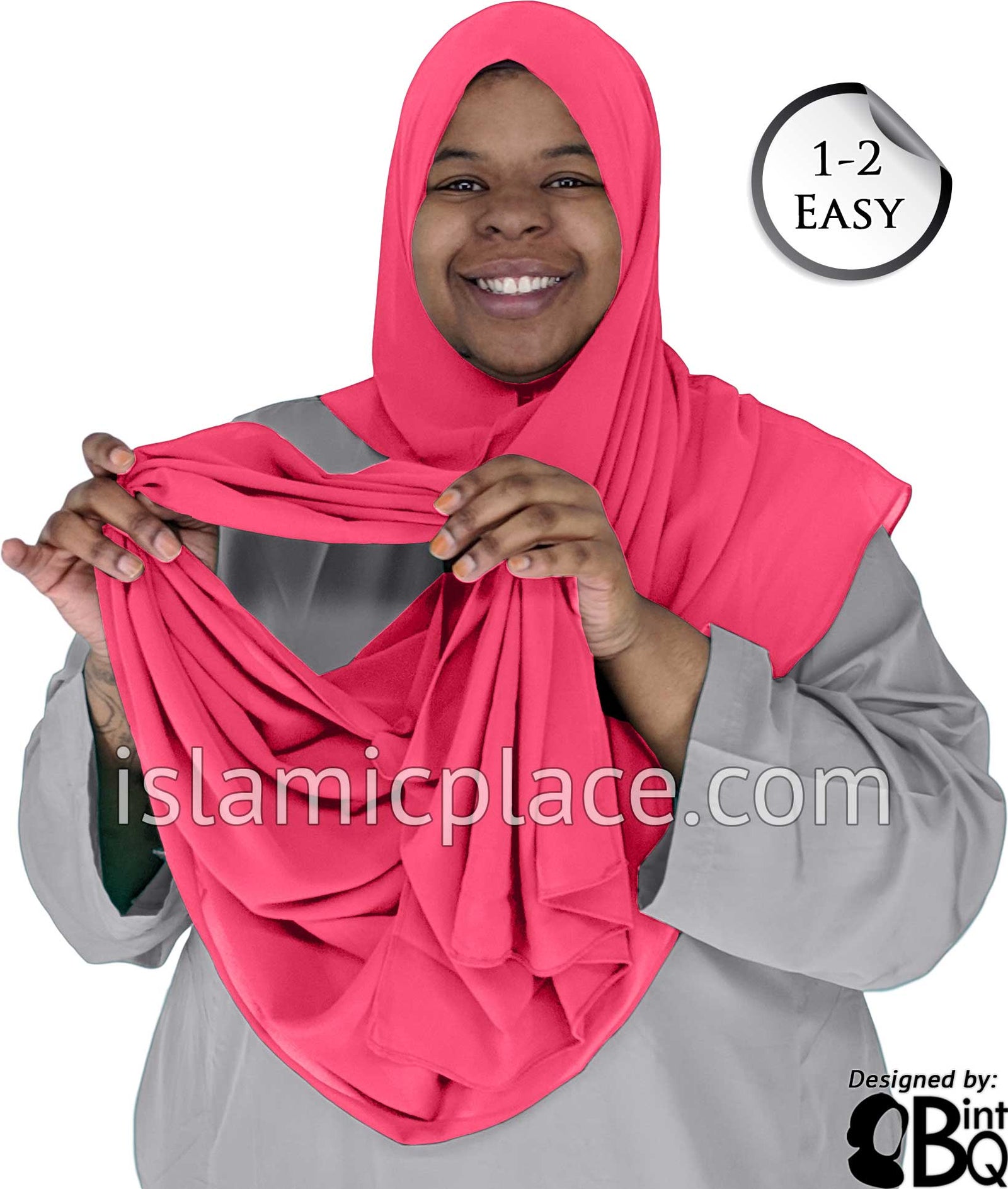 Bubblegum Pink Plain - Salima 1-2 Easy Georgette Shayla Long Rectangle Hijab 30"x70"