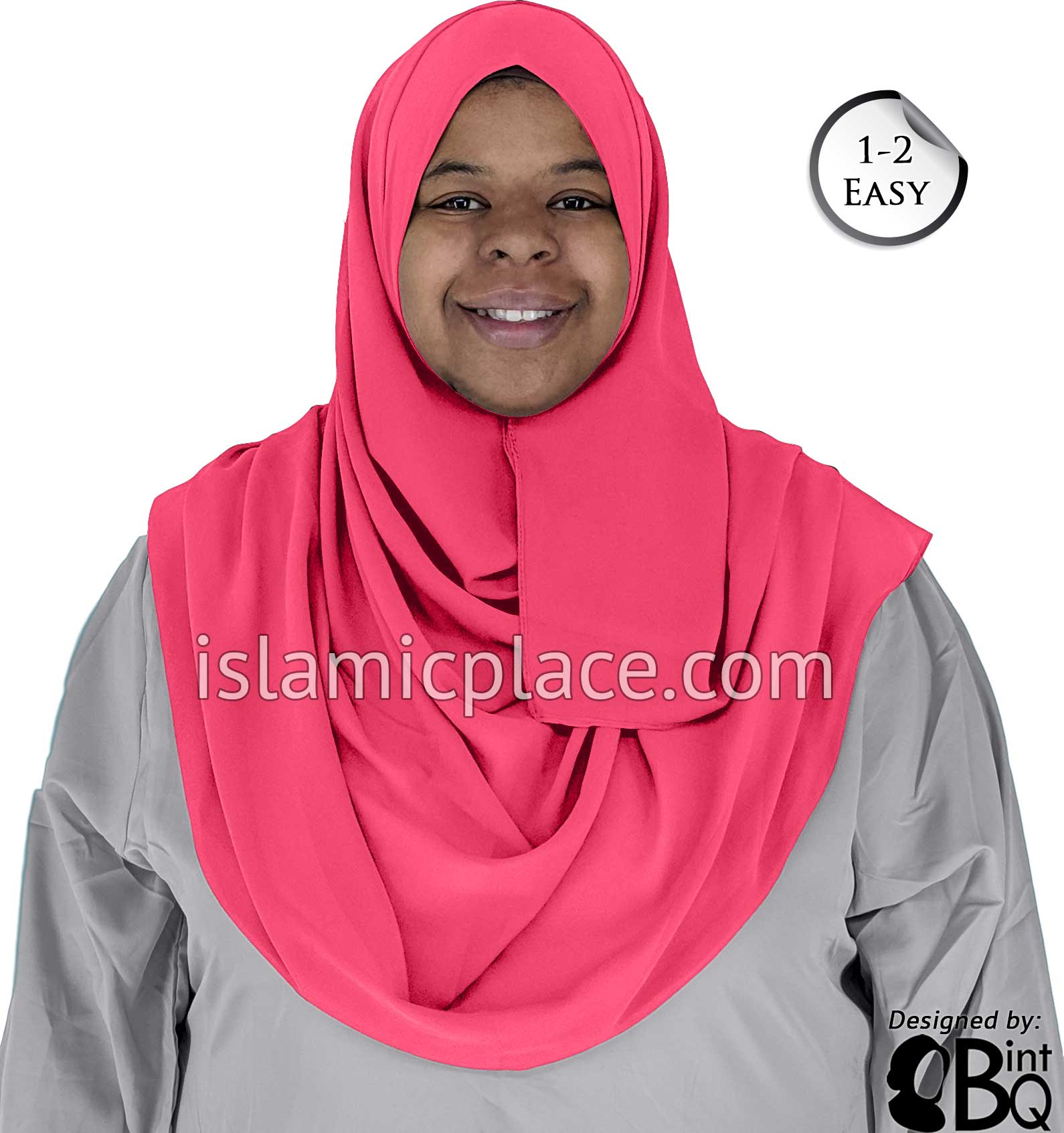 Bubblegum Pink Plain - Salima 1-2 Easy Georgette Shayla Long Rectangle Hijab 30"x70"