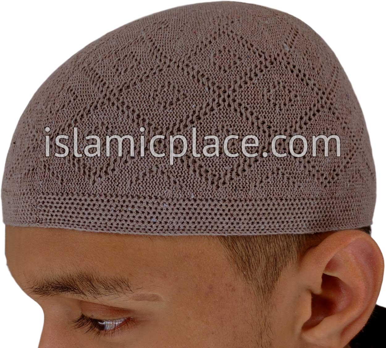 Heather Brown - Soft Cotton Knitted Kufi
